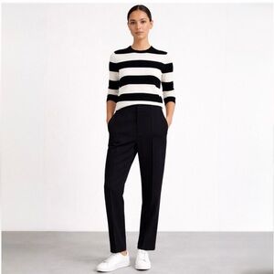 [Theory] Black & White Striped Knit Crop Shirt